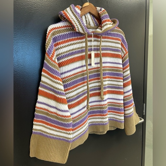 Rebecca Taylor oversized S NWT Vibrant Purple and Orange hooded cotton sweater - Picture 3 of 14